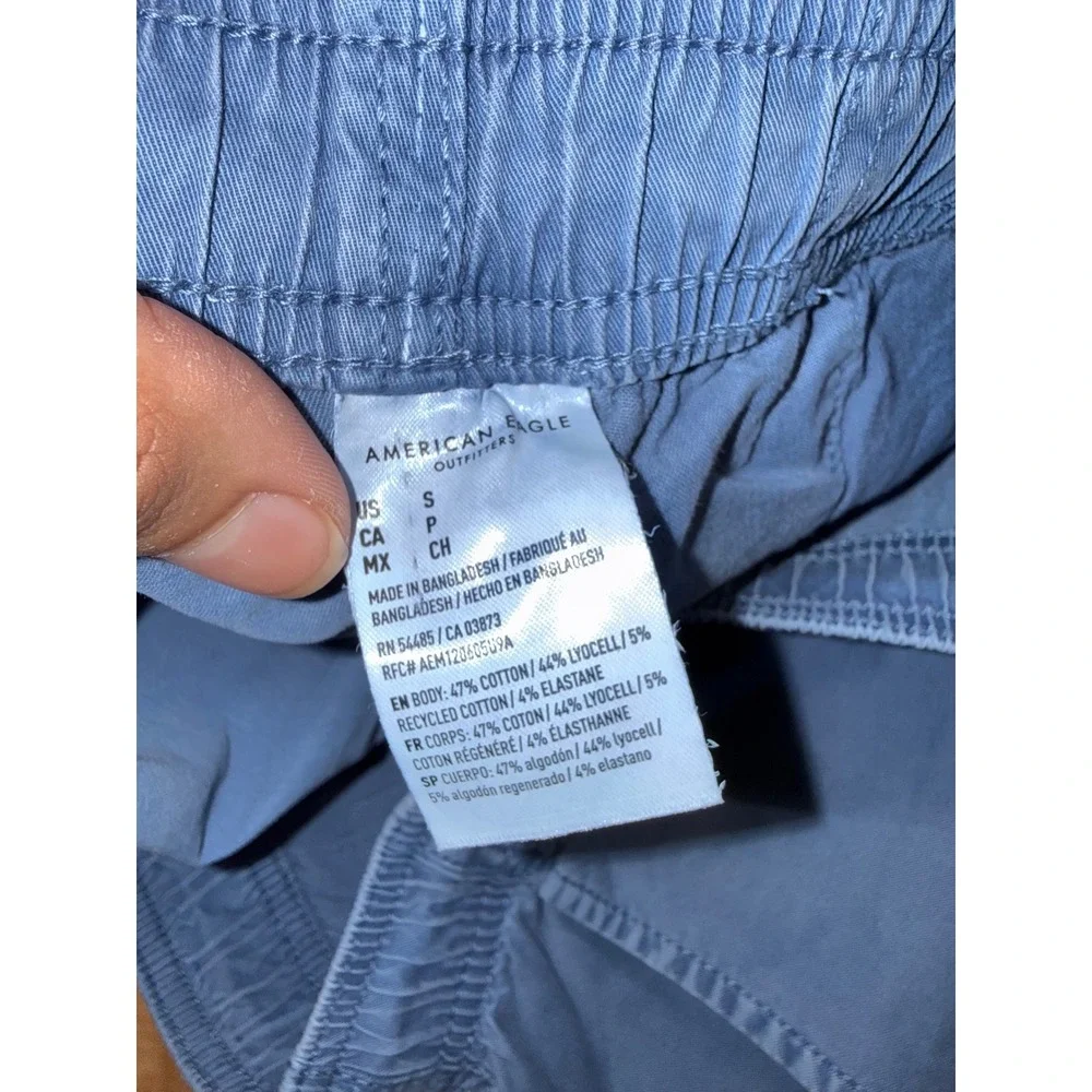 American Eagle Flex Shorts Mens Small Blue Drawstring Elastic Waist Cotton Blend